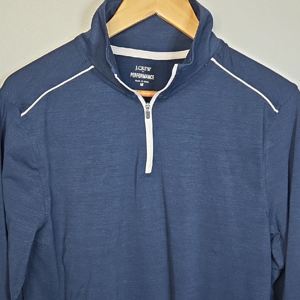 J. Crew Women's Medium Navy & White Performance Athletic 3/4 Zip Front Pullover